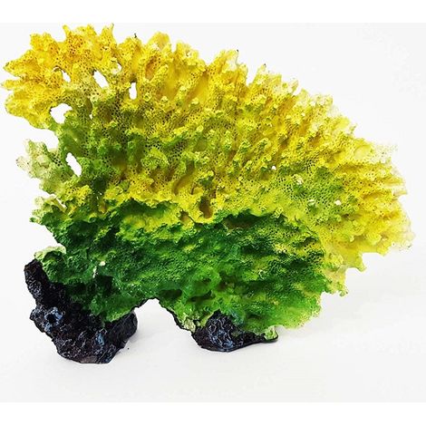 TRADE SHOP - Corallo In Resina Giallo Verde 19x5x15cm Ornamento Per Acquario Decorazioni Pietra -