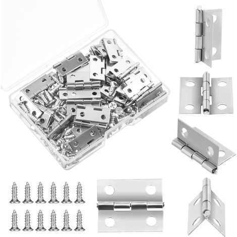 50 petites charnières avec vis, mini-charnières, petites charnières pour boîtes en bois, charnières pour boîtes à bijoux en bois, petits travaux manuels ou projets légers (1/5)