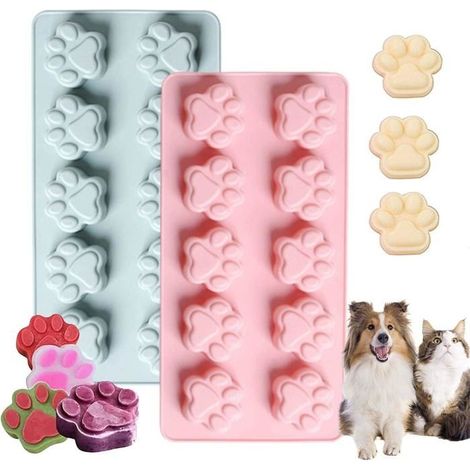 Set mit 2 Mini-Silikonformen für Hunde-, Katzen- und Haustierpfotenabdrücke, Süßigkeiten und Kekse (1/5)