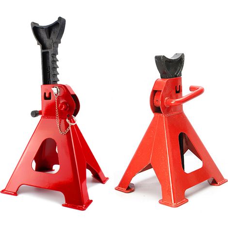 Lot de 2 chandelles en acier avec système de verrouillage et patins de protection – Hauteur de levage : 29,5 à 43 cm / 11,61 à 16,93 pouces – Capacité de 3 tonnes – Pour voitures et quads (1/5)