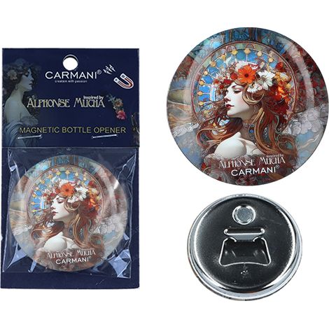 Aimant de réfrigérateur ouvre-bouteille Carmani Alfons Mucha peinture (1/4)