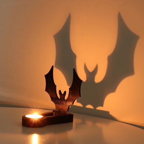 Chandelier Pour Bougie - Support Pour Bougie D'Halloween Avec Motifs En Bois - Décoration Intérieure Pour Fête - 1 Pièce (1/4)