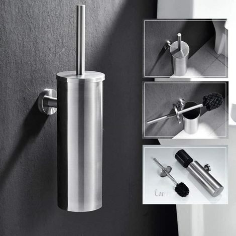 Porte Brosse Toilette Mural en Nickel Brossé Imperméable LBQ74 (1/4)