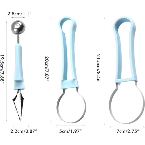 1 Ensemble Cuillère à melon, Acier inoxydable, Épépinier, Coupe-pastèque, Séparateur de pulpe, Cuisine (1/5)