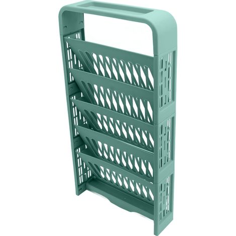 Étagère à livres 5 niveaux en plastique, rack de rangement ajustable, bibliothèque autoportante universelle, vert (1/5)