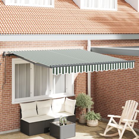 Maison Exclusive - Ausziehbare Markise Grün und Weiß 350 x 250 cm (1/5)