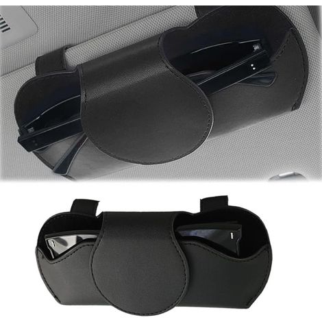 BEBUSINGOTO Porte-Lunettes pour Voiture en Cuir, Support Universel pour Lunettes de Soleil de Voiture, étui à Lunettes magnétique, Organisateur de Pare-Soleil de Voiture, Accessoires de Voiture Anti- (1/5)