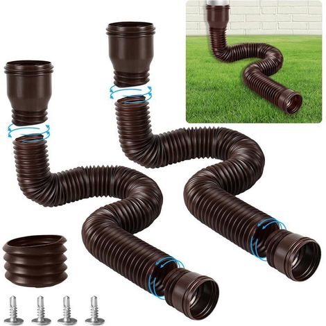 KLVGTIFS PU - Kit Flexible Rallonge de Gouttière,Descente de Gouttière 90/100 mm, Prolongation de Tuyau Ajustable de 35 à 100 cm (Marron,2 Pièce) (1/5)