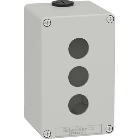 Caja vacía GRIS 3 ORIFICIOS con medidas 30x20x10 cm y material plástico resistente.