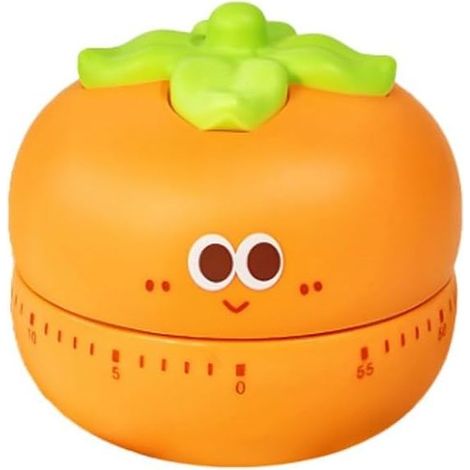 Niedlicher Küchentimer mit 60-Minuten-Mechanismus, khaki-oranges Muster, rutschfester Unterseite, gut lesbarem Zifferblatt, mechanischem Countdown-Timer (1/5)