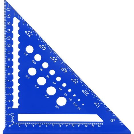 7-inch Carpenter's Square, Metric Triangle Ruler, High Precision Aluminum Alloy Triangle Ruler for Carpenters, Roofers, Engineers (Blue) (1/5)