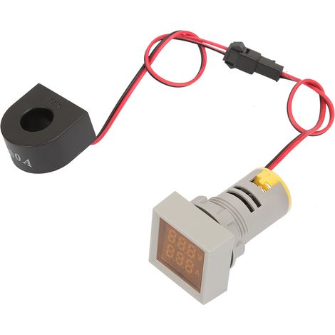 Voyant LED 2 en 1, mini ampèremètre/voltmètre numérique, lampe signalétique carrée (jaune) (1/5)
