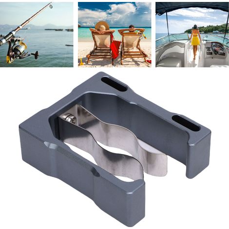 Base magnétique à double trou pour fixation latérale de voiturette de golf, trois méthodes de fixation adaptées aux voiturettes de golf, chaises de plage, cannes à pêche, etc. (gris-bleu) (1/5)