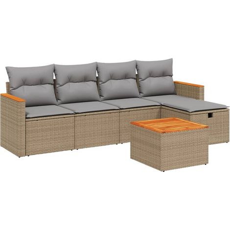 Maison Exclusive - Set Divano da Giardino 6 pz con Cuscini Beige Misto Polyrattan (1/4)