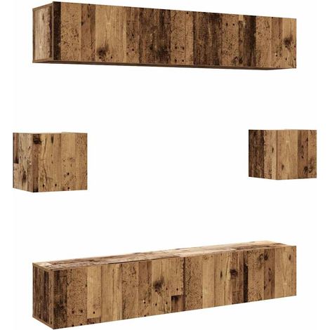 Maison Exclusive - 6-tlg. TV-Schrank-Set Wandmontage Altholz-Opti