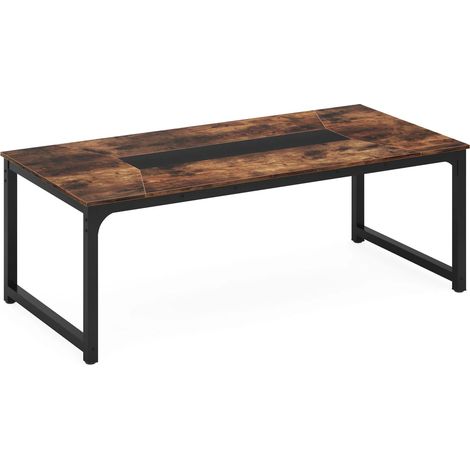 Rechteckiger Industrietisch 180 x 90 x 77 cm aus Metall und Holz, schwarz und braun (1/5)