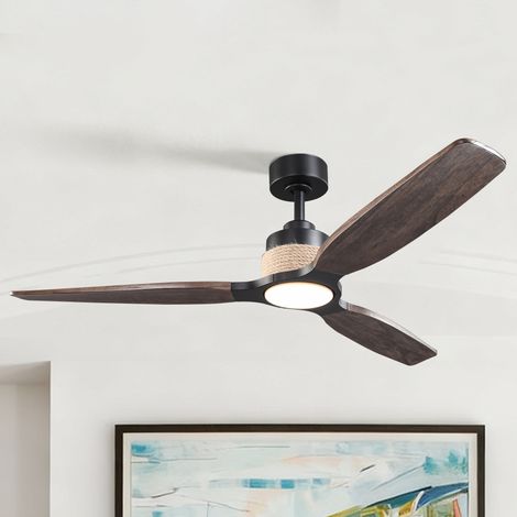 Parrot Uncle Deckenventilator mit Licht LED 142 cm, leiser DC-Motor, Fernbedienung, dimmbar, 6 Geschwindigkeiten, Sommer-Winter-Funktion, Holzoptik für Wohnzimmer Schlafzimmer (1/5)