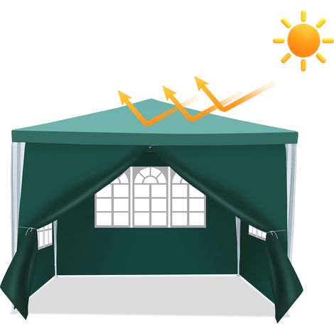 Jiubiaz Tenda gazebo 3x3 m Verde con protezione dal sole, uso per eventi all’aperto