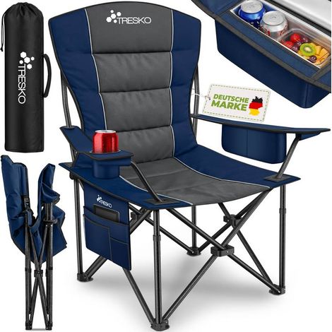 Chaise de camping pliable jusqu'Ă 150 kg Chaise de pĂŞche Ă dossier haut Chaise pliante avec accoudoirs et porte-gobelet Chaises de camping pliantes (1/5)
