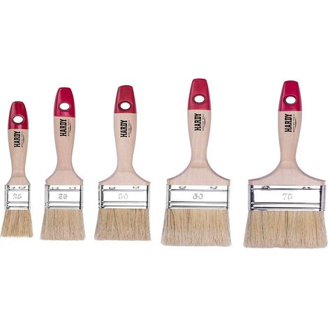 HARDY WORKING TOOLS Pennellesse Set 5-sezioni, 1 pezzi – 25, 35, 50, 60, 75 mm Larghezza, Pennello Set con manico in legno, Pennello di verniciatura Serie 36, 5PCS, Pennellessa kit A0285-060100 (1/4)