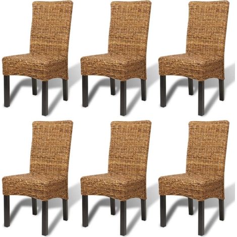 Sedie da Pranzo 6 pz in Abaca e Legno Massello di Mango vidaXL (1/5)