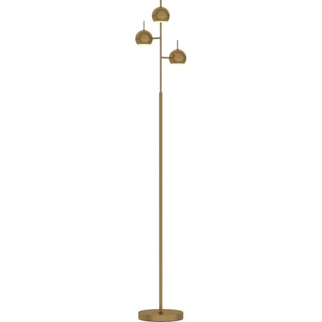 Lampada da terra 3 luci orientabili 350° in acciaio dorato 23 x 23 x 165 cm (1/5)