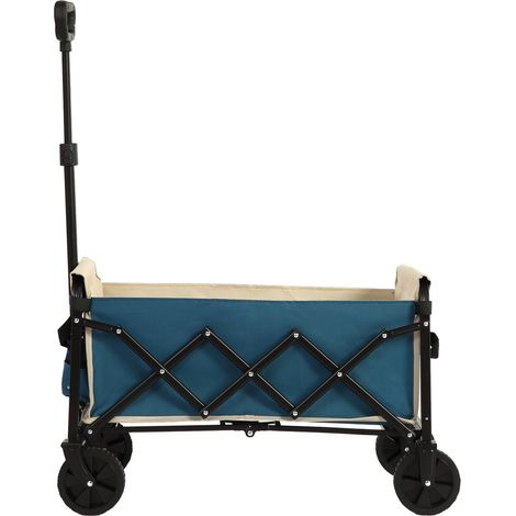 Lightweight Portable Heavy Duty Folding Beach Wagons with Wheels - Outdoor Utility Carts for Grocery, Camping, Shopping, Sports, Garden with Large Capacity - Blue