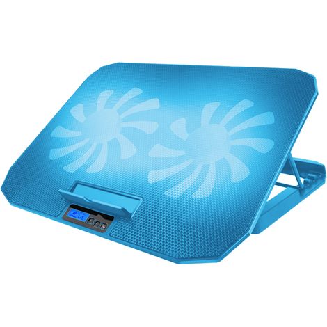Support De Refroidissement Pour Ordinateur Portable - 2 Ventilateurs Turbo - Surface En Métal - Réglable En Hauteur - Pour Ordinateurs Jusqu’à 17 Pouces - 1 Pièce (1/5)