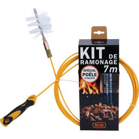 Kit de ramonage 7m – Pour poêles à granulés – Longueur 7m – Nettoyage efficace des conduits – Accessoires inclus – Scid