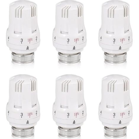 Tete Thermostatique Radiateur, 6 Pièces Tête de Vanne de Radiateur, Robinet Thermostatique Radiateur, M30 X 1,5 Tête de Thermostat, Tête de Radiateur pour Le Bureau et La Maison(A)-différentes quantit (1/5)