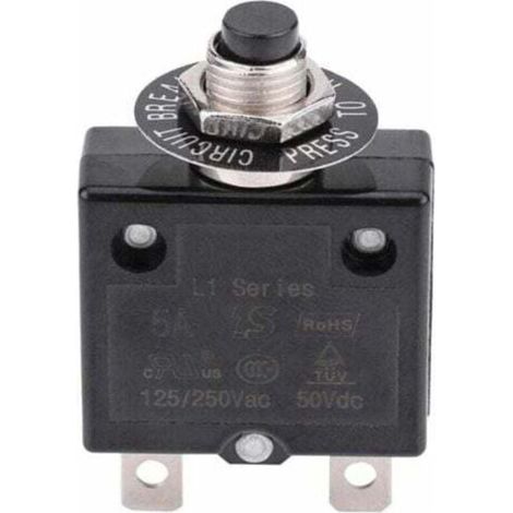 -Disjoncteur 15A Interrupteur thermique de réinitialisation en option, 125-250V AC 50V DC Disjoncteur à bouton-poussoir de protection contre les surcharges de courant (1/4)