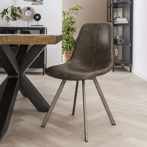 Set von 4 Esszimmerstühlen Siena Saddle PU taupe