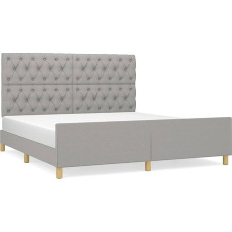 Lit adulte pour 2 personnes avec tête de lit, Structure de lit, Assemblage Facile, Gris clair 160x200 cm Tissu OIB6834E (1/5)