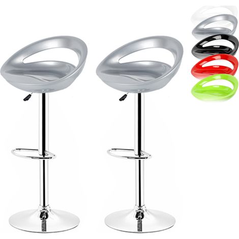 Skecten Juego de 4 Taburetes de Bar de Plástico / Silla Altura Ajustable Giratoria para Bar Cocina / Gris (1/5)