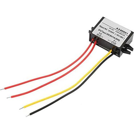 Convertisseur de puissance AC12V/24V vers DC5V en plastique moyen (1A) régulateur abaisseur de tension (1/5)