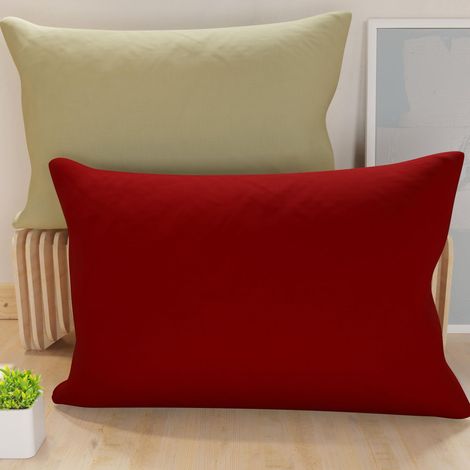 Lot de 2 Taies d'oreiller de Lit 60x40 cm, Housses de Coussin Unies Double Face Bordeaux Taupe, Taie Oreiller 100% Microfibre Hypoallergénique