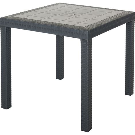 Tavolo Dallas in resina antiurto effetto polirattan antracite 80x80x74 cm da giardino esterno