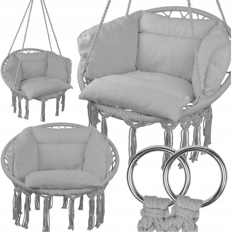 Altalena a nido di cicogna con cuscino, sedia sospesa per casa e giardino in stile boho. (1/5)