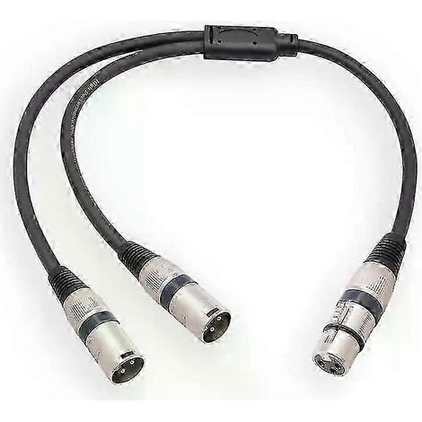 Câble répartiteur XLR femelle 3 broches vers double 2 mâles en Y, câble adaptateur de 30 cm, adapté aux amplificateurs, haut-parleurs, casques, consoles de mixage (version 0910). (1/5)