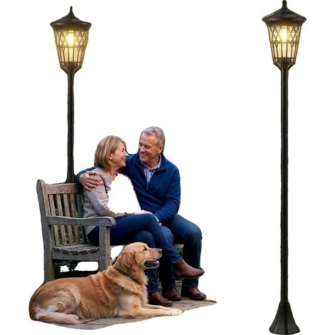 Luces solares para jardín, altura ajustable, 2 modos de brillo, color negro. (1/5)