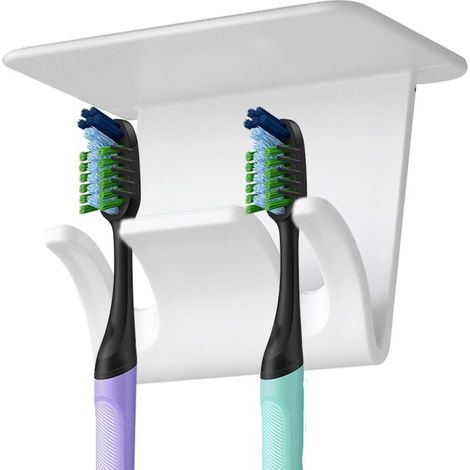 Support de Brosse à Dents pour Salle de Bain Support de Brosse à Dents pour Montage sous Meuble Étagère de Rangement autocollante sans perçage pour Douche, Maison, Bureau, (1/4)