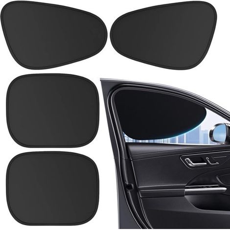 Paquete de 4 parasoles plegables para ventanas de coche，Parasoles electrostáticos autoadhesivos para ventanas traseras y laterales