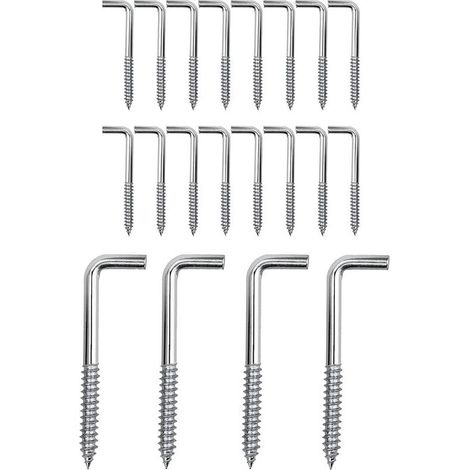 MINKUROW 20er-Pack M6-Schraubhaken Eckschraube L-Haken Karbonstahl-Schraubhaken zum Aufhängen von Pflanzen, Küchenutensilien, Windspielen, 100 x 29 mm