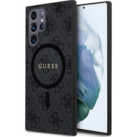Guess GUHMS24LG4GFRK S24 Ultra S928 schwarz/schwarz Hartschalenetui 4G Kollektion Leder Metall Logo MagSafe (1/5)