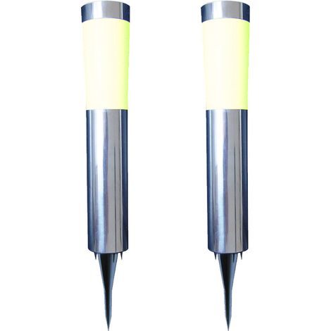 2er SET vielseitig verwendbare LED Solarleuchten mit Erdspieß, Edelstahl (1/3)