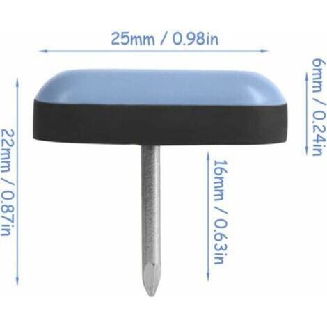 25 pièces Patins de Meubles en Téflon 25mm Auto-adhésif Patin Glisseur avec Clous pour Meuble Patins Autocollants pour Chaises et Fauteuils