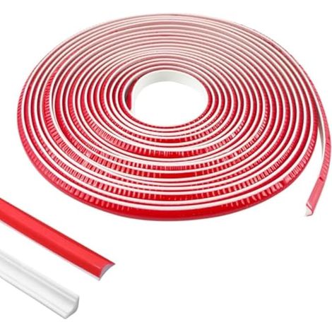 8m Plinthe Souple Autoadhésive, Quart de Rond en TPE Autoadhésive de Moulure, Moulure Plafond, Corniche, Quart de Rond Plastique pour Bords de Murs, Comptoirs, Armoires et Plafonds (1/5)