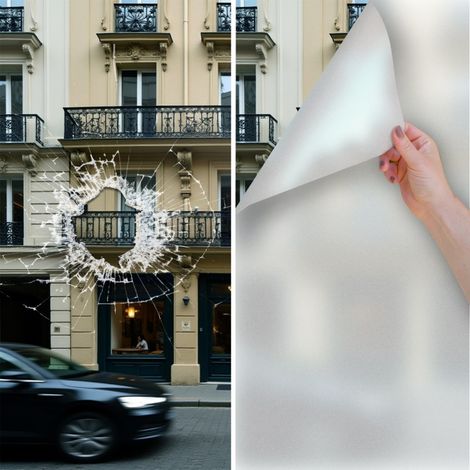 DIMEXACT - Film dépoli blanc de sécurité pour choc depuis l'extérieur - 150 microns - 152 cm x 0.5 m - En Rouleau