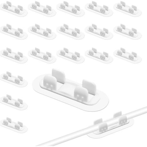Confezione da 22 fascette stringitubo autoadesive, fermacavi, supporti per tubi, clip in plastica, clip autoadesive per tubi, clip bianche per fissare tubi dell'acqua e del gas (1/5)