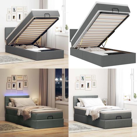 vidaXL Ottomane Bett mit Matratze & LEDs Dunkelgrau 80x200 cm Stoff (1/5)